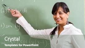  Presentation with math teacher - Presentation enhanced with education chalkboard - young attractive indian math teacher background and a gray colored foreground