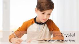  Presentation with homework - Beautiful slide deck featuring education childhood people homework backdrop and a lemonade colored foreground