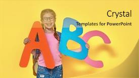  Presentation with education pink - Presentation theme featuring education children - back to school happy cute background and a yellow colored foreground