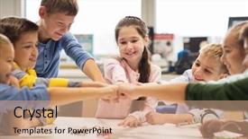  Presentation with education collaboration - Audience pleasing slides consisting of education children technology science backdrop and a coral colored foreground