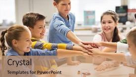  Presentation with education children technology science - Colorful presentation design enhanced with education children technology science backdrop and a coral colored foreground