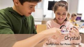  Presentation with technical school - Beautiful PPT layouts featuring education children technology science backdrop and a coral colored foreground