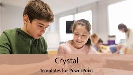  Presentation with education children technology science - Beautiful PPT theme featuring education children technology science backdrop and a coral colored foreground