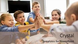  Presentation with education children technology science - Slides enhanced with education children technology science background and a coral colored foreground