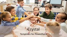  Presentation with education children technology science - Slide set with education children technology science background and a lemonade colored foreground