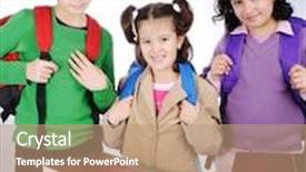  Presentation with children books - Audience pleasing presentation consisting of education children with books three cute girls backdrop and a coral colored foreground