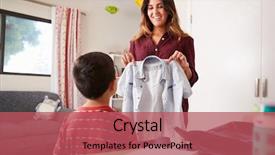  Presentation with mother son flowers - Theme featuring education choosing - mother in bedroom helping son background and a red colored foreground