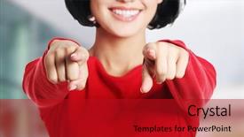  Presentation with lactation young woman breastfeeding - Amazing PPT theme having education choosing - young beautiful caucasian woman pointing backdrop and a crimson colored foreground