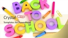  Presentation with words back to school - Cool new presentation with education clip art - 3d illustration of letters forming backdrop and a yellow colored foreground