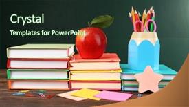  Presentation with school apple - Cool new slide set with education clip art - back to school concept backdrop and a wine colored foreground