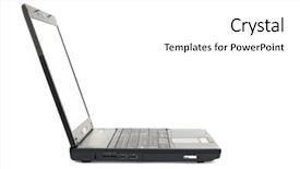  Presentation with laptop blank screen - Slide set consisting of education clip art - black laptop isolated on pure background and a white colored foreground