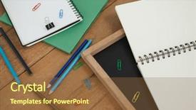  Presentation with close up wooden decking - Presentation theme having education clip art - close-up of various school supplies background and a tawny brown colored foreground