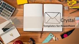  Presentation with stationary - Presentation theme featuring education clip art - mail doodle on notepad surrounded background and a soft green colored foreground