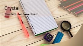  Presentation with clothing wooden clothes hanger object - Audience pleasing presentation theme consisting of education clip art - school objects isolated backdrop and a lemonade colored foreground