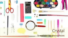  Presentation with smart objects - Amazing presentation theme having education clip art - stationery objects isolated on white backdrop and a cream colored foreground