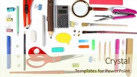  Presentation with art - Slide deck consisting of education clip art - stationery objects isolated on white background and a cream colored foreground