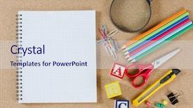  Presentation with school libraries - Cool new presentation with education clip art - various school accessories on orkboard backdrop and a sky blue colored foreground