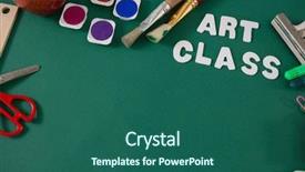  Presentation with school growth and development - Presentation design featuring education clip art - various school supplies with text background and a ocean colored foreground