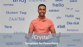  Presentation with foreign - Colorful PPT theme enhanced with education-communication-and-people-concept backdrop and a gray colored foreground