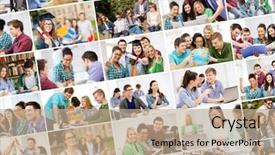  Presentation with concept for problem solving many - Beautiful slide deck featuring education concept - collage with many backdrop and a coral colored foreground