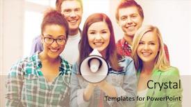  Presentation with students - Audience pleasing PPT layouts consisting of education concept - group of students backdrop and a coral colored foreground