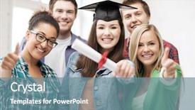  Presentation with diploma - Colorful PPT layouts enhanced with education concept - happy girl backdrop and a seafoam green colored foreground