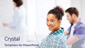  Presentation with international student - Audience pleasing PPT theme consisting of education concept - international student studying backdrop and a sky blue colored foreground