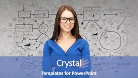  Presentation with business plan - Cool new presentation design with education concept - smiling businesswoman teacher backdrop and a  colored foreground