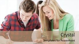  Presentation with math students - Beautiful slide set featuring education concept - smiling students doing backdrop and a coral colored foreground