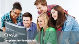  Presentation with students - Presentation design with education concept - students with computer background and a gray colored foreground