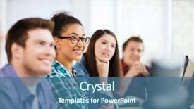  Presentation with computers - Presentation theme featuring education concept - students with computers background and a ocean colored foreground