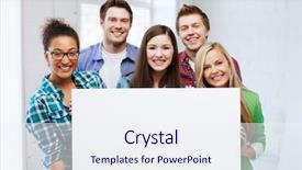  Presentation with school board - Cool new theme with education concept - group of students at school with blank white board backdrop and a sky blue colored foreground