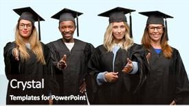  Presentation with university - Presentation theme consisting of education concept university graduate woman background and a wine colored foreground