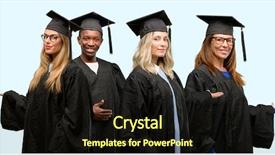  Presentation with university - Theme having education concept university graduate woman background and a wine colored foreground