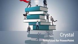  Presentation with leader - PPT theme enhanced with education concept with books background and a seafoam green colored foreground