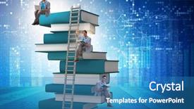  Presentation with leader - Amazing slide deck having education concept with books backdrop and a teal colored foreground