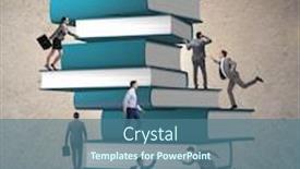  Presentation with books - Slides having education-concept-with-books background and a ocean colored foreground