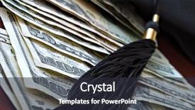  Presentation with education money - Colorful PPT theme enhanced with higher education conceptual image backdrop and a dark gray colored foreground