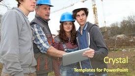  Presentation with education training - PPT layouts with education construction - adult with group of teenagers background and a violet colored foreground
