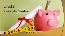  Presentation with education - Beautiful presentation theme featuring education costs concept backdrop and a mint green colored foreground