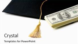  Presentation with loan - Presentation theme featuring education costs isolated on white background and a white colored foreground