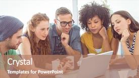  Presentation with public works students - PPT theme having school design - fashion students working background and a coral colored foreground