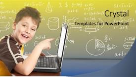  Presentation with development - Audience pleasing PPT theme consisting of young boy with laptop computer backdrop and a yellow colored foreground