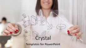  Presentation with schema - Amazing slides having education development - happy businesswoman at her office backdrop and a soft green colored foreground