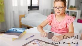  Presentation with smart home - Audience pleasing presentation theme consisting of education-e-learning-and-school backdrop and a soft green colored foreground