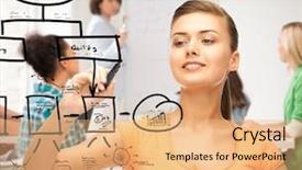  Presentation with technology education - Slides consisting of education economics and technology - student background and a coral colored foreground