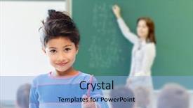  Presentation with student writing teacher - Slide set consisting of education elementary school and children background and a  colored foreground