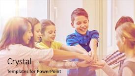  Presentation with elementary children - Beautiful PPT layouts featuring education elementary school children break backdrop and a coral colored foreground