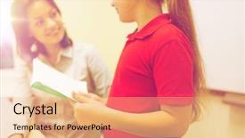  Presentation with school elementary - Theme having education elementary school learning examination background and a coral colored foreground