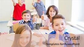  Presentation with elementary school - PPT theme enhanced with education elementary school learning gesture background and a lemonade colored foreground